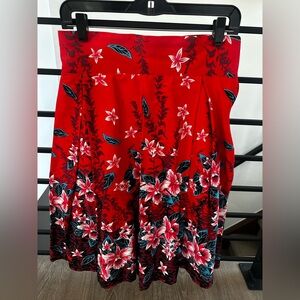 Deadly Dames Pin Up Couture Red Hawaiian Kinky Box Skirt Large Rockabilly